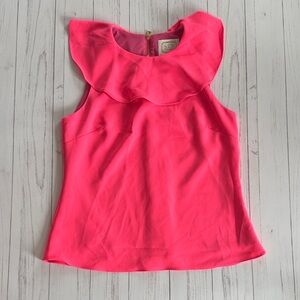 Sleeveless Ruffle Neck Top - Hot Pink
